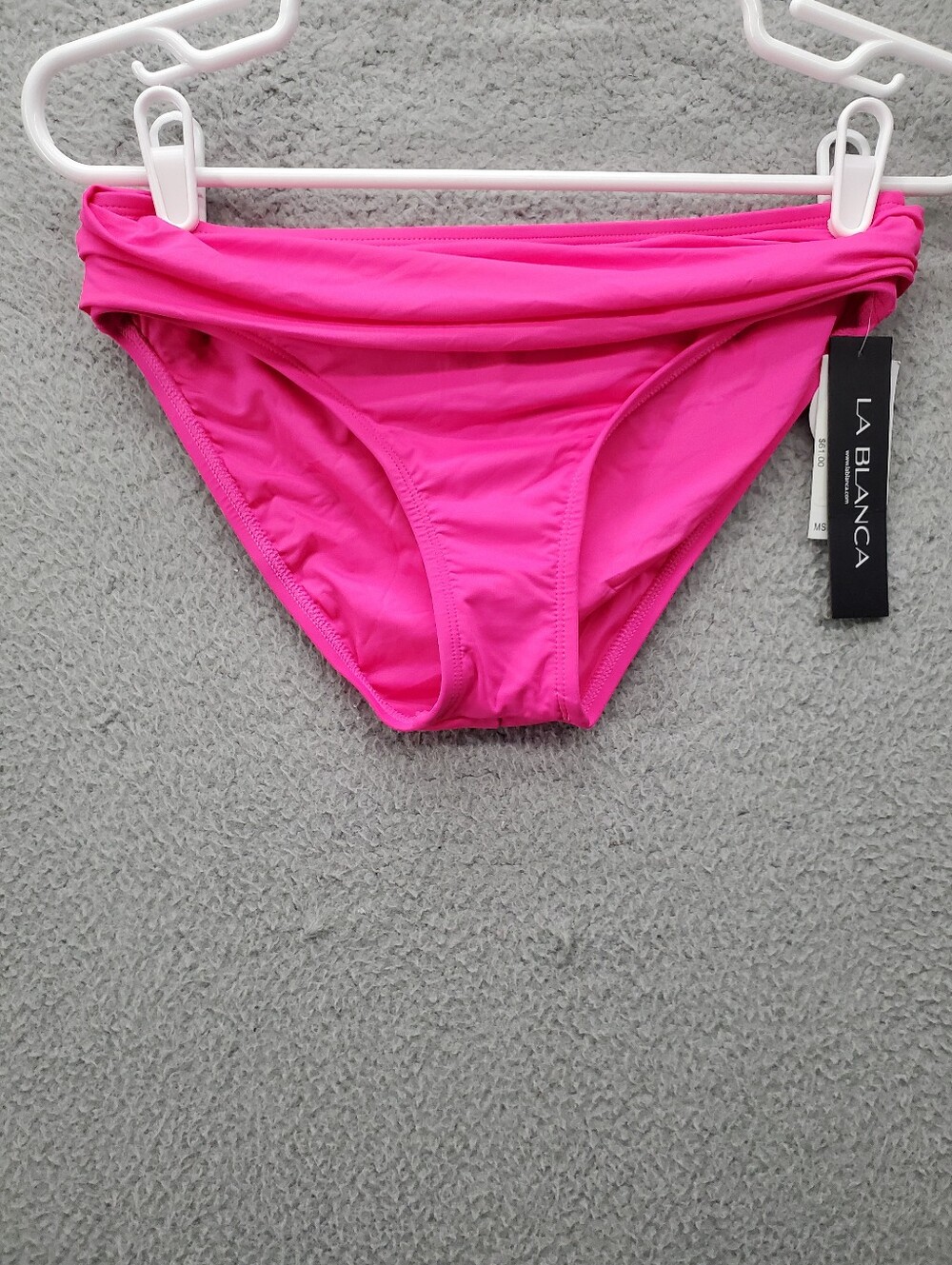 La Blanca Island Goddess Shirred Hipster Bikini Bottom Pink NWT